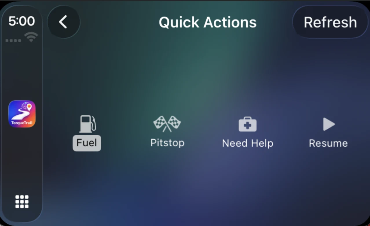 TorqueTrail CarPlay quick actions